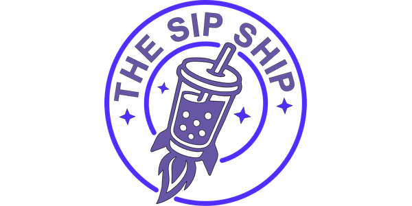 The Sip Ship retro-futuristic soda shop logo - Out of this world drinks